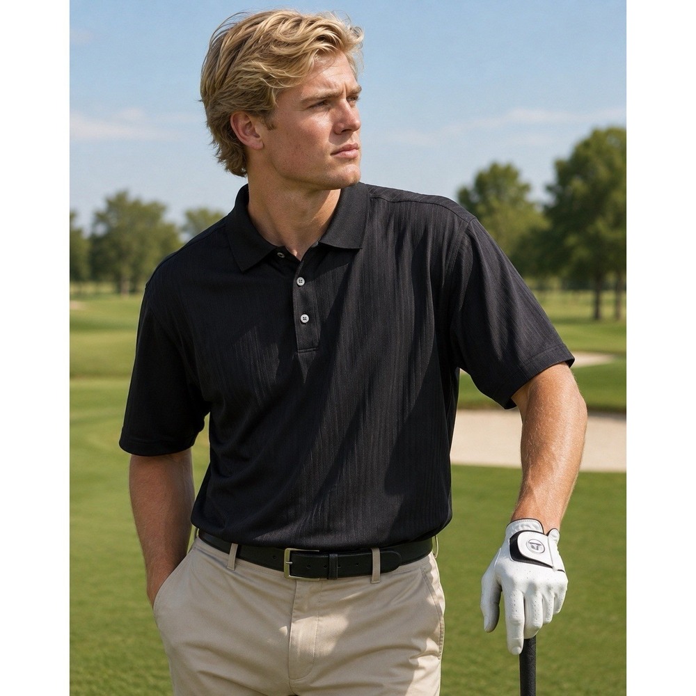 Vintage Y2K Tiger Woods Collection Golf Polo Men's L Black Tonal Stripe
